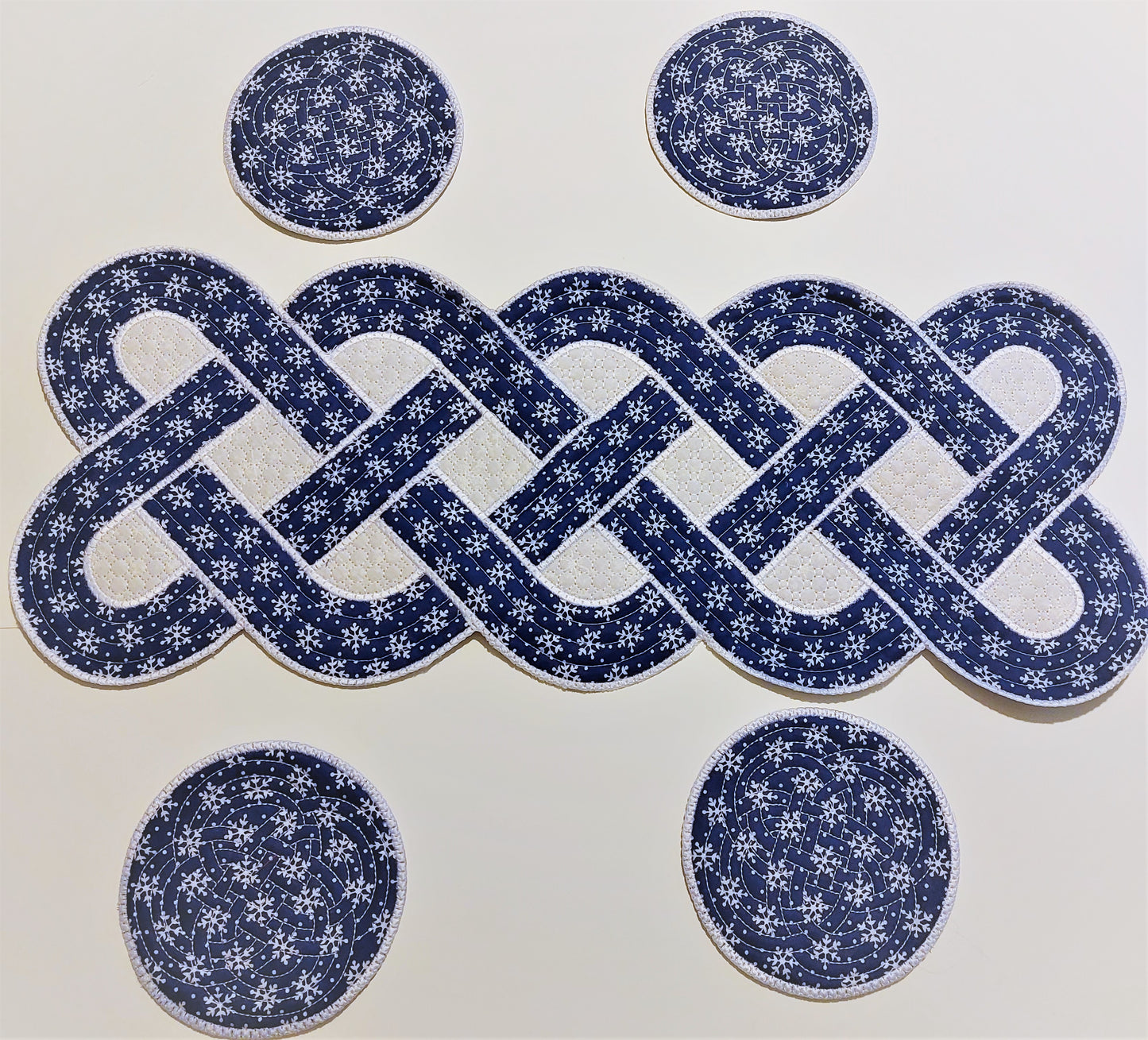 Reversible Celtic Table Runner with Matching Coasters
