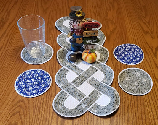 Reversible Celtic Table Runner with Matching Coasters